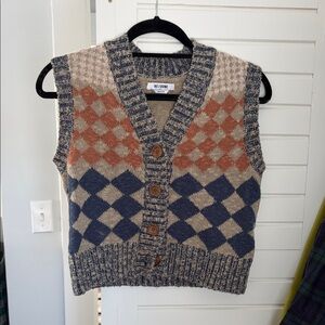 Re/Done Blue and Cream Knit Sweater